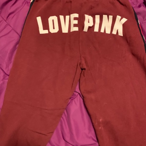 Victoria's Secret Pink Maroon Campus Pants - Picture 1 of 4